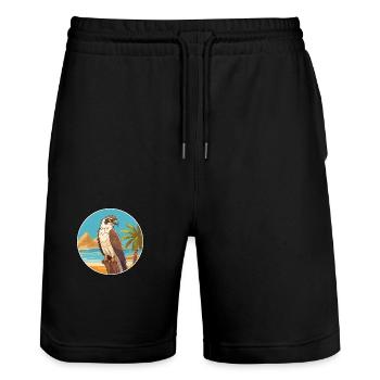 Falcon Watercolor Cartoon Kawaii Clipart Animal - Stanley/Stella Trainer Unisex Organic Jogging Shorts - black - Front - Nik (191cm) & Marisol (170cm)