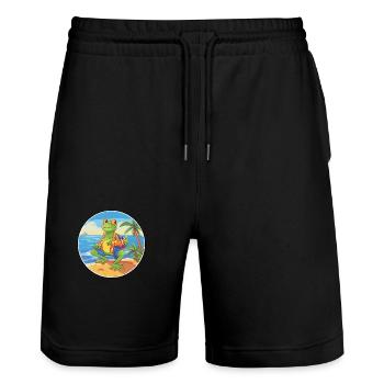 Frog Watercolor Cartoon Kawaii Clipart Animal - Stanley/Stella Trainer Unisex Organic Jogging Shorts - black - Front - Nik (191cm) & Marisol (170cm)