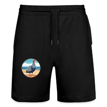 Guinea Fowl Watercolor Cartoon Kawaii Clipart Pet - Stanley/Stella Trainer Unisex Organic Jogging Shorts - black - Front - Nik (191cm) & Marisol (170cm)