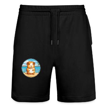 Guinea Pig Watercolor Cartoon Kawaii Clipart Pet - Stanley/Stella Trainer Unisex Organic Jogging Shorts - black - Front - Nik (191cm) & Marisol (170cm)