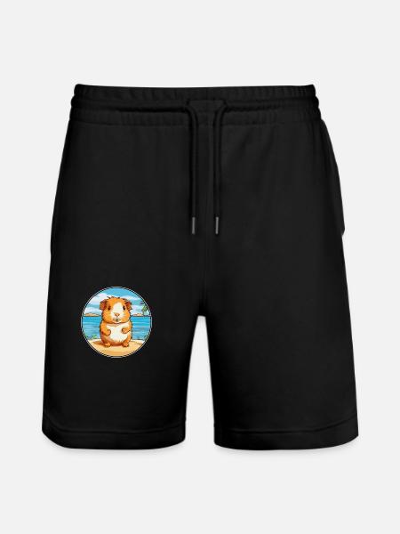 Guinea Pig Watercolor Cartoon Kawaii Clipart Pet - Stanley/Stella Trainer Unisex Organic Jogging Shorts - black