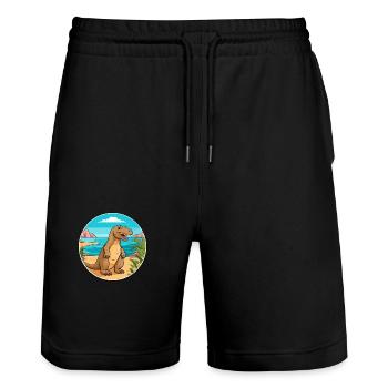 Komodowaran Aquarell Cartoon Kawaii Tier - Stanley/Stella Unisex Bio Joggingshorts Trainer  - Schwarz - Vorne - Nik (191cm) & Marisol (170cm)
