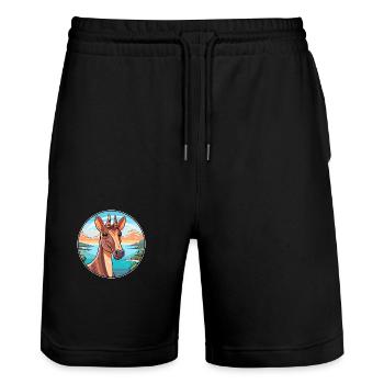 Okapi Watercolor Cartoon Kawaii Clipart Animal - Stanley/Stella Trainer Unisex Organic Jogging Shorts - black - Front - Nik (191cm) & Marisol (170cm)