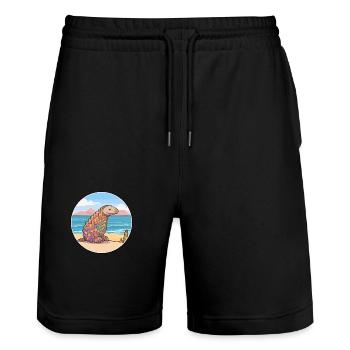 Pangolin Watercolor Cartoon Kawaii Clipart Animal - Stanley/Stella Trainer Unisex Organic Jogging Shorts - black - Front - Nik (191cm) & Marisol (170cm)