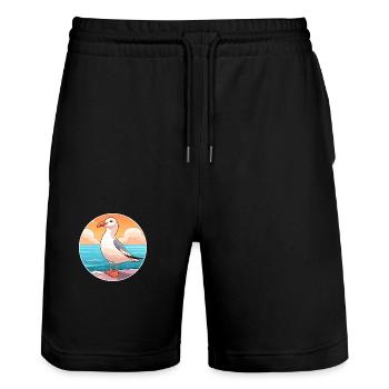 Seagull Watercolor Cartoon Kawaii Clipart Animal - Stanley/Stella Trainer Unisex Organic Jogging Shorts - black - Front - Nik (191cm) & Marisol (170cm)