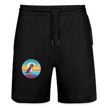 Bird Watercolor Cartoon Kawaii Clipart Animal - Stanley/Stella Trainer Unisex Organic Jogging Shorts - black - Front - Nik (191cm) & Marisol (170cm)