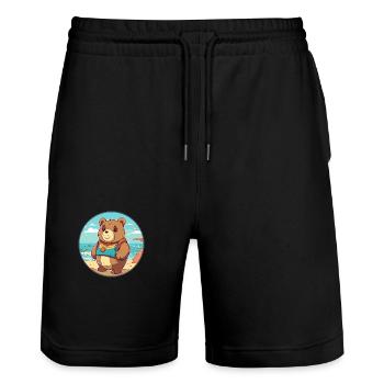 Bär Aquarell Karikatur Kawaii Clipart Tier - Stanley/Stella Unisex Bio Joggingshorts Trainer  - Schwarz - Vorne - Nik (191cm) & Marisol (170cm)