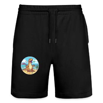 Dinosaurier Aquarell Cartoon Kawaii Clipart Tier - Stanley/Stella Unisex Bio Joggingshorts Trainer  - Schwarz - Vorne - Nik (191cm) & Marisol (170cm)