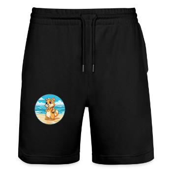 Chipmunk Aquarell Cartoon Kawaii Clipart Tier - Stanley/Stella Unisex Bio Joggingshorts Trainer  - Schwarz - Vorne - Nik (191cm) & Marisol (170cm)