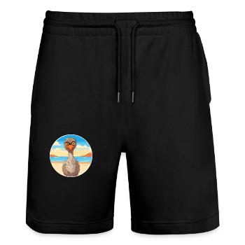 Emu Watercolor Cartoon Kawaii Clipart Animal - Stanley/Stella Trainer Unisex Organic Jogging Shorts - black - Front - Nik (191cm) & Marisol (170cm)