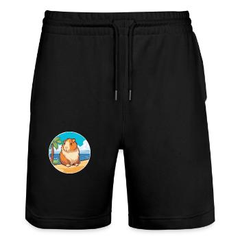 Guinea Pig Watercolor Cartoon Kawaii Clipart Pet - Stanley/Stella Trainer Unisex Organic Jogging Shorts - black - Front - Nik (191cm) & Marisol (170cm)