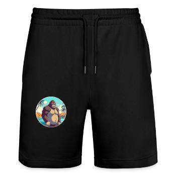 Gorilla Watercolor Cartoon Kawaii Clipart Animal - Stanley/Stella Trainer Unisex Organic Jogging Shorts - black - Front - Nik (191cm) & Marisol (170cm)