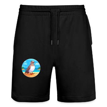 Colombe Aquarelle Cartoon Kawaii Clipart Animal - Short de jogging bio TRAINER Stanley/Stella unisexe - noir - Devant - Nik (191cm) & Marisol (170cm)
