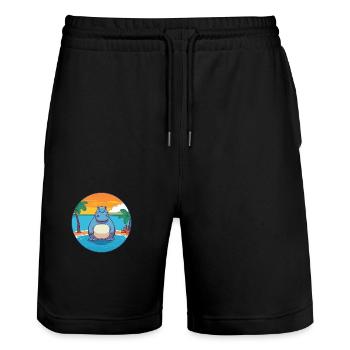 Nilpferd Aquarell Cartoon Kawaii Clipart Tier - Stanley/Stella Unisex Bio Joggingshorts Trainer  - Schwarz - Vorne - Nik (191cm) & Marisol (170cm)