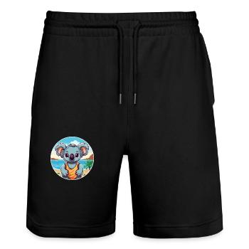Koala Aquarell Cartoon Kawaii Clipart Tier - Stanley/Stella Unisex Bio Joggingshorts Trainer  - Schwarz - Vorne - Nik (191cm) & Marisol (170cm)