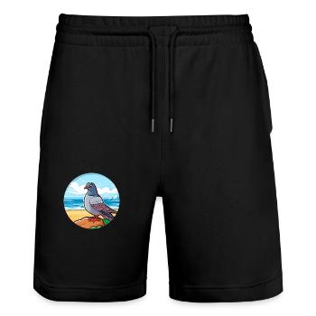 Taube Aquarell Cartoon Kawaii Clipart Tier - Stanley/Stella Unisex Bio Joggingshorts Trainer  - Schwarz - Vorne - Nik (191cm) & Marisol (170cm)