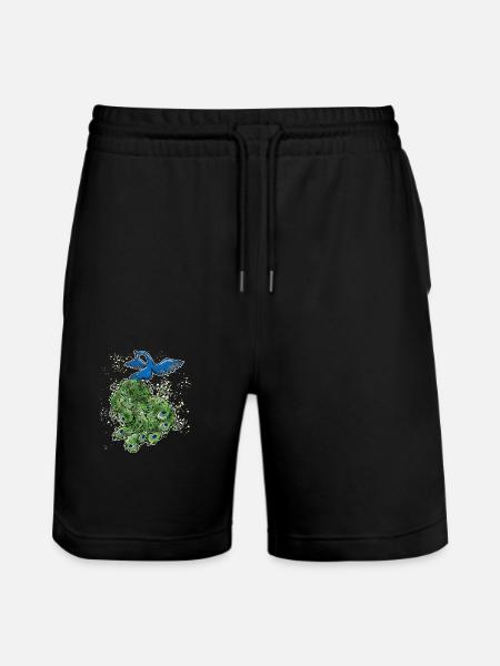 Scan Peacock Art Deco Colorful Outline - Stanley/Stella Trainer Unisex Organic Jogging Shorts - black