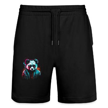 Cyberpunk panda - Stanley/Stella Trainer Unisex Organic Jogging Shorts - black - Front - Nik (191cm) & Marisol (170cm)