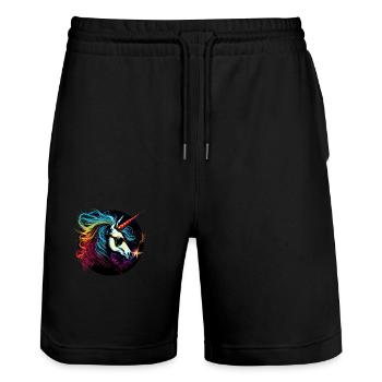 Licorne cool - Short de jogging bio TRAINER Stanley/Stella unisexe - noir - Devant - Nik (191cm) & Marisol (170cm)