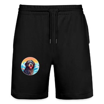 Barbet Dog Breed Cartoon Kawaii Watercolor - Stanley/Stella Trainer Unisex Organic Jogging Shorts - black - Front - Nik (191cm) & Marisol (170cm)