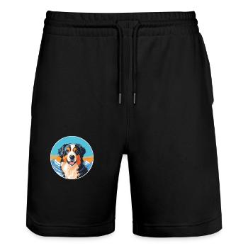 Baskischer Schäferhund Rasse Cartoon Kawaii Watercolo - Stanley/Stella Unisex Bio Joggingshorts Trainer  - Schwarz - Vorne - Nik (191cm) & Marisol (170cm)