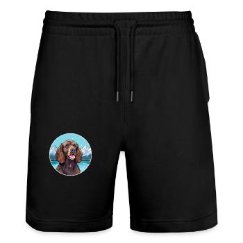 American Water Spaniel Dog Breed Cartoon Kawaii Wa - Stanley/Stella Trainer Unisex Organic Jogging Shorts - black - Front - Nik (191cm) & Marisol (170cm)