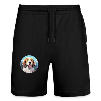 Ariegeois race de chien dessin animé kawaii aquarelle - Short de jogging bio TRAINER Stanley/Stella unisexe - noir - Devant - Nik (191cm) & Marisol (170cm)