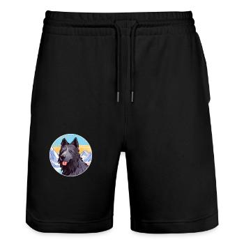Chien de berger belge race de chien Cartoon Kawaii Watercol - Short de jogging bio TRAINER Stanley/Stella unisexe - noir - Devant - Nik (191cm) & Marisol (170cm)