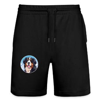 Bouvier bernois race Cartoon Kawaii Watercol - Short de jogging bio TRAINER Stanley/Stella unisexe - noir - Devant - Nik (191cm) & Marisol (170cm)
