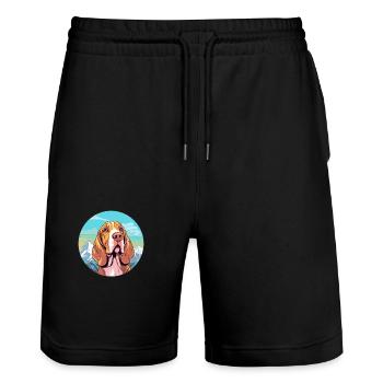 Bracco Italiano race de chien dessin animé kawaii Watercolo - Short de jogging bio TRAINER Stanley/Stella unisexe - noir - Devant - Nik (191cm) & Marisol (170cm)