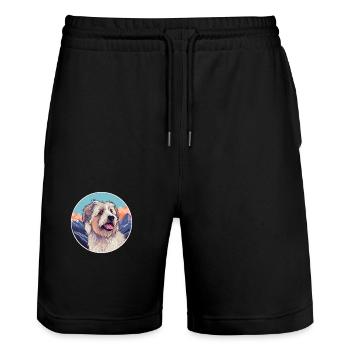 Cao de Castro Laboreiro Hunderasse Cartoon Kawaii W - Stanley/Stella Unisex Bio Joggingshorts Trainer  - Schwarz - Vorne - Nik (191cm) & Marisol (170cm)