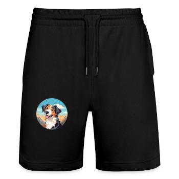 Cimarron Uruguayo Dog Breed Cartoon Kawaii Waterco - Stanley/Stella Trainer Unisex Organic Jogging Shorts - black - Front - Nik (191cm) & Marisol (170cm)