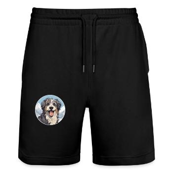 Chien de berger croate race de chien dessin animé Kawaii Waterco - Short de jogging bio TRAINER Stanley/Stella unisexe - noir - Devant - Nik (191cm) & Marisol (170cm)