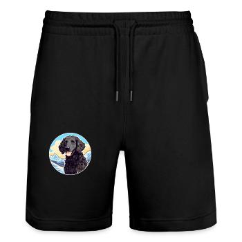 Curly Coated Retriever Dog Breed Cartoon Kawaii Wa - Stanley/Stella Trainer Unisex Organic Jogging Shorts - black - Front - Nik (191cm) & Marisol (170cm)