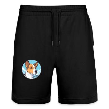 Danois Suédois Farmdog Race Cartoon Kawaii Wa - Short de jogging bio TRAINER Stanley/Stella unisexe - noir - Devant - Nik (191cm) & Marisol (170cm)