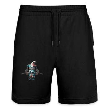 Embroydyred Paintball Horror Narr Print - Stanley/Stella Unisex Bio Joggingshorts Trainer  - Schwarz - Vorne - Nik (191cm) & Marisol (170cm)