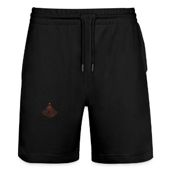 Red Dash Design Christmas Tree Fir Tree Logo - Stanley/Stella Trainer Unisex Organic Jogging Shorts - black - Front - Nik (191cm) & Marisol (170cm)
