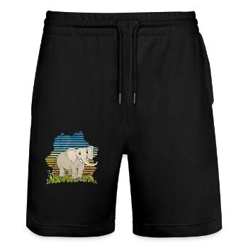 Elefant - Stanley/Stella Unisex Bio Joggingshorts Trainer  - Schwarz - Vorne - Nik (191cm) & Marisol (170cm)
