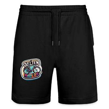 Selten Radlos - Fahrrad Illustration - Stanley/Stella Unisex Bio Joggingshorts Trainer  - Schwarz - Vorne - Nik (191cm) & Marisol (170cm)