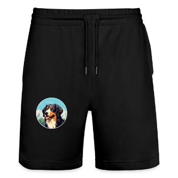 Formose Mountain Dog race Cartoon Kawaii Waterco - Short de jogging bio TRAINER Stanley/Stella unisexe - noir - Devant - Nik (191cm) & Marisol (170cm)