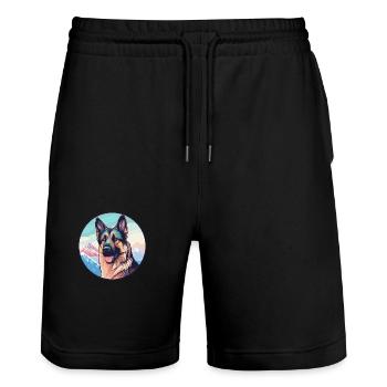 German Shepherd Dog Breed Cartoon Kawaii Watercolo - Stanley/Stella Trainer Unisex Organic Jogging Shorts - black - Front - Nik (191cm) & Marisol (170cm)