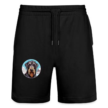 Giant Schnauzer Dog Breed Cartoon Kawaii Watercolo - Stanley/Stella Trainer Unisex Organic Jogging Shorts - black - Front - Nik (191cm) & Marisol (170cm)