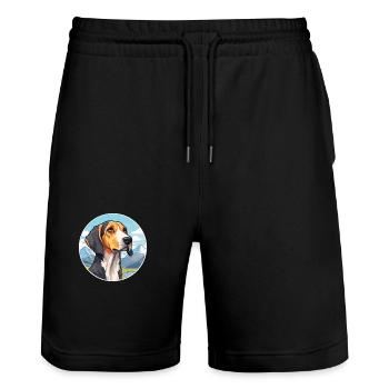 Griechischer Hasenhund Hunderasse Cartoon Kawaii Watercolo - Stanley/Stella Unisex Bio Joggingshorts Trainer  - Schwarz - Vorne - Nik (191cm) & Marisol (170cm)