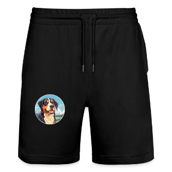 Große Schweizer Sennenhundrasse Cartoon Kawaii Wa - Stanley/Stella Unisex Bio Joggingshorts Trainer  - Schwarz - Vorne - Nik (191cm) & Marisol (170cm)