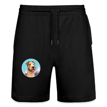 Lakeland Terrier Dog Breed Cartoon Kawaii Watercol - Stanley/Stella Trainer Unisex Organic Jogging Shorts - black - Front - Nik (191cm) & Marisol (170cm)