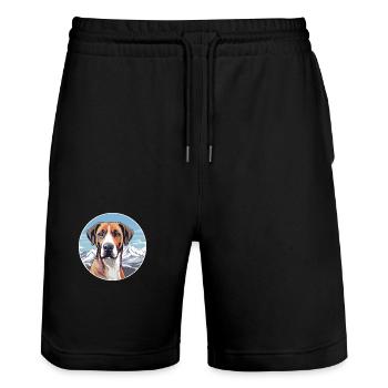 Mountain Cur chien race dessin animé Kawaii aquarelle - Short de jogging bio TRAINER Stanley/Stella unisexe - noir - Devant - Nik (191cm) & Marisol (170cm)