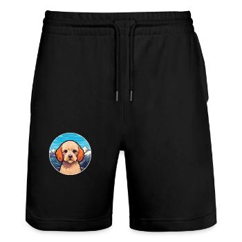 Miniature Poodle Dog Breed Cartoon Kawaii Watercol - Stanley/Stella Trainer Unisex Organic Jogging Shorts - black - Front - Nik (191cm) & Marisol (170cm)