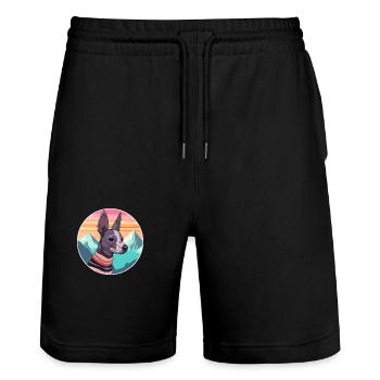 Mexikanische haarlose Hunderasse Cartoon Kawaii Watercol - Stanley/Stella Unisex Bio Joggingshorts Trainer  - Schwarz - Vorne - Nik (191cm) & Marisol (170cm)