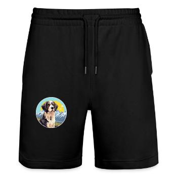 Nouvelle-Zélande Tête Chien Race Cartoon Kawaii Eau - Short de jogging bio TRAINER Stanley/Stella unisexe - noir - Devant - Nik (191cm) & Marisol (170cm)