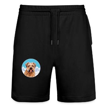 Norfolk Terrier Dog Breed Cartoon Kawaii Watercolo - Stanley/Stella Trainer Unisex Organic Jogging Shorts - black - Front - Nik (191cm) & Marisol (170cm)